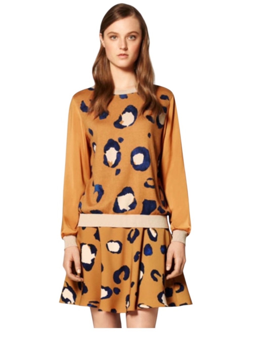 3.1 Phillip Lim for Target Orange/Blue/Cream Print Crewneck Top (XS)